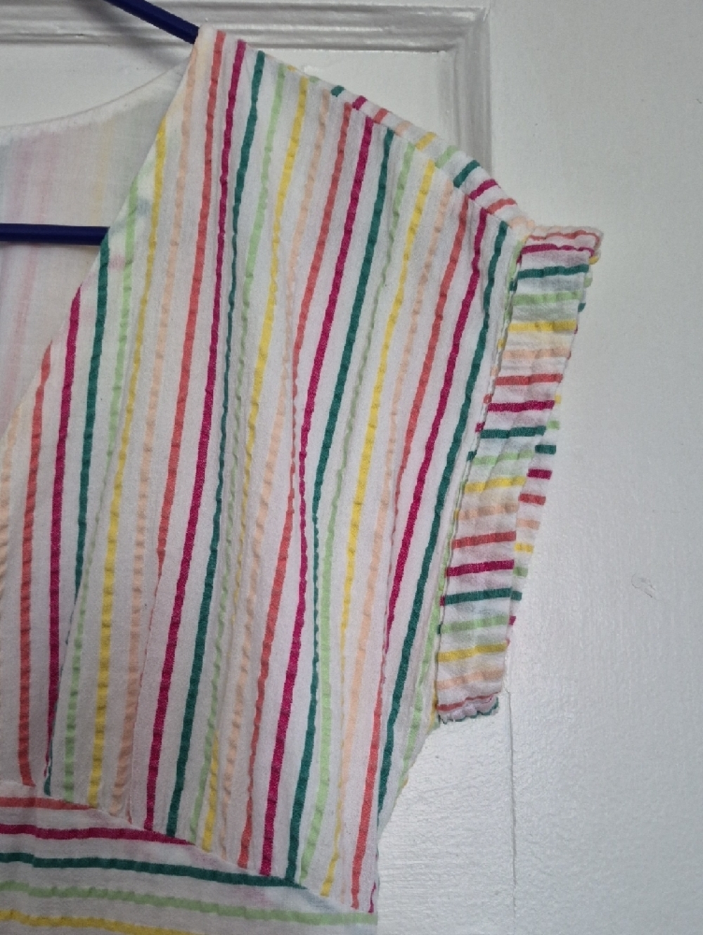 LOFT White Midi Dress with Multicolor Stripes - Picture 8 of 14